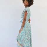 Havana Maxi Wrap Dress - Seafoam Boho Floral