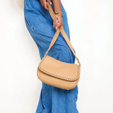 Daia Whipstitch Cross Body Purse  -  Taupe
