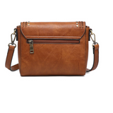 Sage Crossbody Purse w/ Braided & Studded Details  - Warm Grey