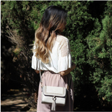 Sage Crossbody Purse w/ Braided & Studded Details  - Warm Grey