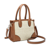 Clementine Mini Straw Tote - Woven Straw Natural / Brown Faux Leather