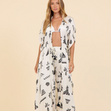 Beach Vibe Satin Pants by Surf Gypsy - Black & White