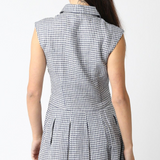 Gingham Mini Shirt Dress With Collar - Black and White