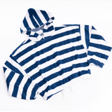 Girls Terry Cloth Hoodie Sweater - Navy Stripe