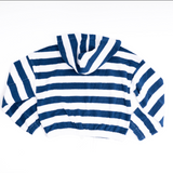 Girls Terry Cloth Hoodie Sweater - Navy Stripe