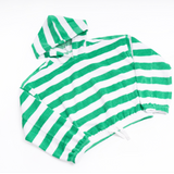 Girls Terry Cloth Hoodie Sweater - Green Stripe