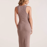 Muscle Tank Slit Dress by Bobi - Earthy Brown