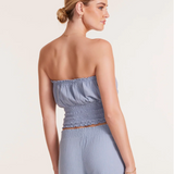Shirred Side Tube Top by Bobi - Water Blue