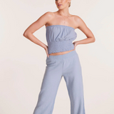 Shirred Side Tube Top by Bobi - Water Blue