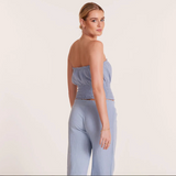 Gauze Smocked Wide Leg Pants by Bobi - Water Blue