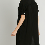Black Gauze Button Up Maxi Dress w/ Raw Edges