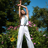 White Pleated Front Trouser Pants by Elan - White