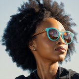 Reagan Sunglasses - Seafoam Green w/ Walnut Wood Arms w/ Brown Polarized Lens