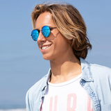 Ash Sunglasses - Matte Black w/ Blue Mirror Lens  - Polarized