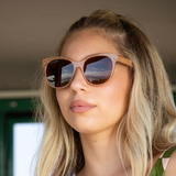 Emry Matte Rose Sunglasses w/ Brown Polarized Lens & Walnut Wood Arms