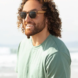 Ledger Sunglasses - Brown Marble w/ Walnut Arms w/ Smoke Polarized Lens