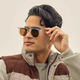 Gram Clear Crystal Sunglasses w/  Smoke Polarized Lens