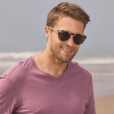 Brax Honey Tortoise Sunglasses w/ Smoke Polarized Lens & Walnut Wood Arms