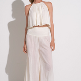 Gauze Tank With Neck Rope Tie  by Elan - Off White