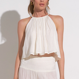 Gauze Tank With Neck Rope Tie  by Elan - Off White