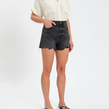 The Knockout High Rise Loose Jean Shorts by Daze - Night Life Vintage Black