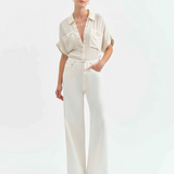 Madison Mid Rise Wide Leg Jean by Daze - Milkshake (Off White