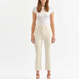 Shy Girl High Rise Crop Flare Jean by Daze - Raw Cut Tan