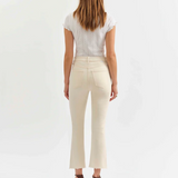 Shy Girl High Rise Crop Flare Jean by Daze - Raw Cut Tan