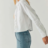 Emme Button Down Crop Shirt - Stillwater White by Level 99