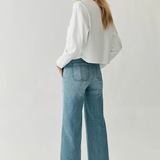 Emme Button Down Crop Shirt - Stillwater White by Level 99
