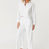 Emme Button Down Crop Shirt - Stillwater White by Level 99