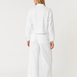 Emme Button Down Crop Shirt - Stillwater White by Level 99
