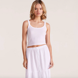 Tiered Button Front Skirt by Bobi - White