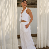 Tie Front Vest Tank - White