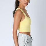 Clean Line Square Neck Crop Top by NikiBiki - Pale lemon