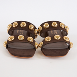 Venus Heeled Sandals With Studs - Coffee Brown / Gold