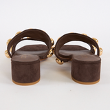Venus Heeled Sandals With Studs - Coffee Brown / Gold