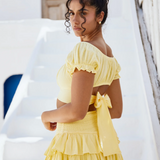 Tie Back Crop Top - Lemon Yellow