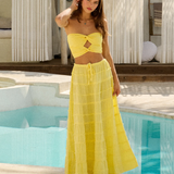 Double Twist Crop Top - Lemon Yellow