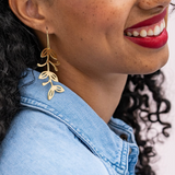 Vera abstract leaves threader earrings Brass