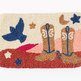 Leila boot seed bead clutch with strap