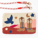 Leila boot seed bead clutch with strap