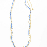 Milly double strand necklace gold and blue crystal