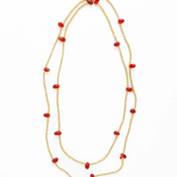 Portia gold necklace with teardrop glass beads red