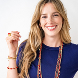 Portia gold necklace with teardrop glass beads red
