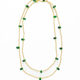 Portia gold necklace with teardrop glass beads green