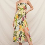 Tropics Midi Slip Dress - Green, Orange, Yellow
