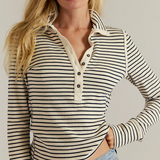 Lake Henley Stripe - Free People - Tea Black Stripe