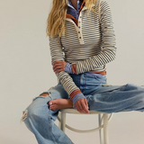 Lake Henley Stripe - Free People - Tea Black Stripe