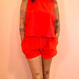 Cotton Twill Shorts by Wishlist -  Cherry Red